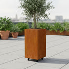 Vierkante cortenstalen plantenbak met wielen 40x40x80 cm - Doika - Plantenbak - Geroba -  - ArtesaWH2