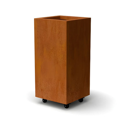 Vierkante cortenstalen plantenbak met wielen 40x40x80 cm - Doika - Plantenbak - Geroba -  - ArtesaWH2