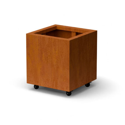 Vierkante cortenstalen plantenbak met wielen 50x50x50 cm - Doika - Plantenbak - Geroba -  - QuadraWH3