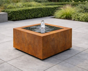 Vierkante cortenstalen watertafel met fontein 60x60x40cm 30kg - Doika - Watertafel - Geroba -  - TaulaQC4
