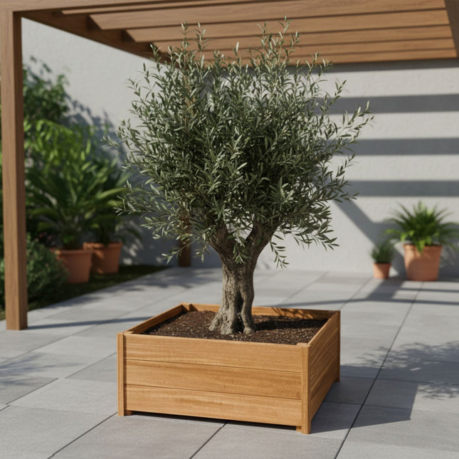 Vierkante Hardhouten plantenbak met poten 100x100x42 cm - Doika - Plantenbak - Geroba -  - ARRELH5