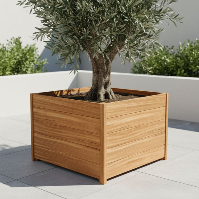 Vierkante Hardhouten plantenbak met poten 100x100x68 cm - Doika - Plantenbak - Geroba -  - ARRELH6