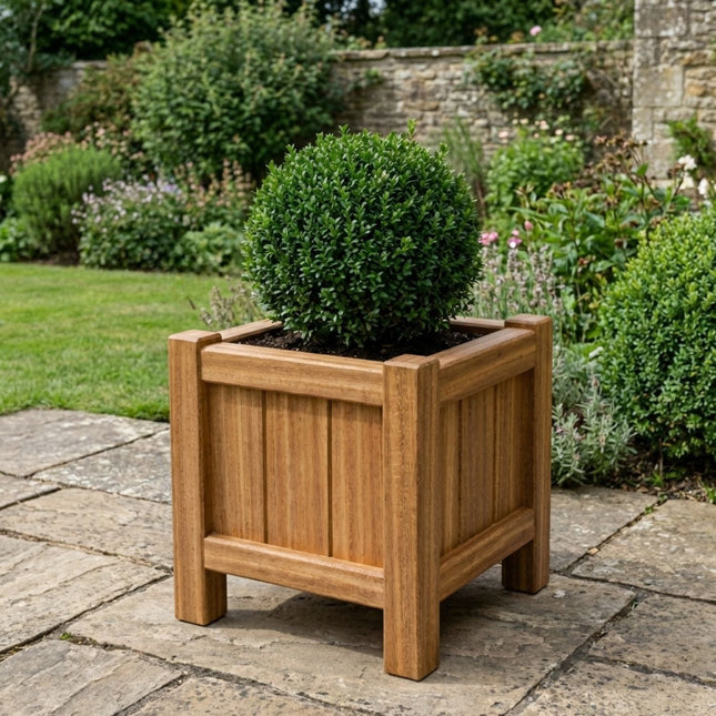 Vierkante Hardhouten plantenbak met poten 50x50x50 cm - Doika - Plantenbak - Geroba -  - FUSTAH1