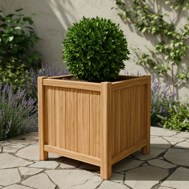 Vierkante Hardhouten plantenbak met poten 60x60x60 cm - Doika - Plantenbak - Geroba -  - FUSTAH2