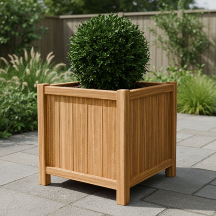 Vierkante Hardhouten plantenbak met poten 80x80x80 cm - Doika - Plantenbak - Geroba -  - FUSTAH5