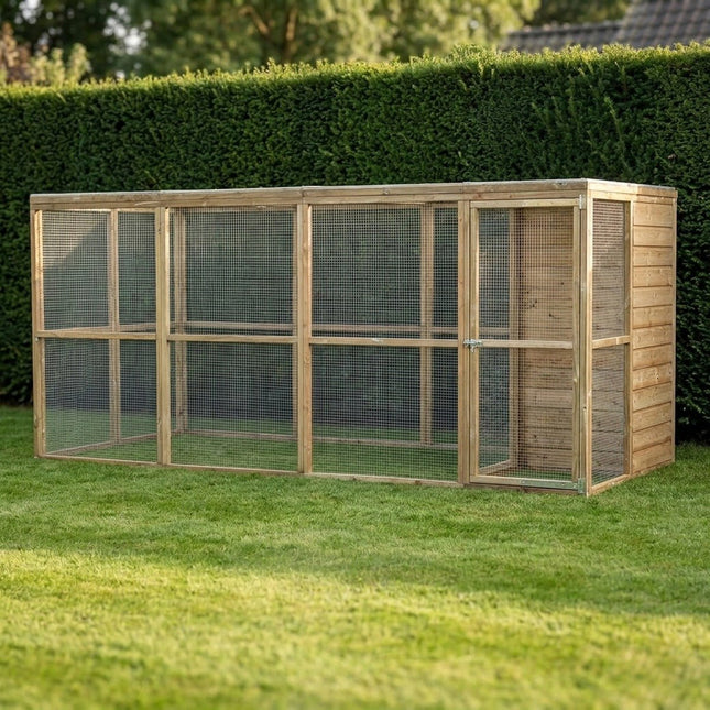 Volière Koen 448 x 179 x 183 cm - Geïmpregneerd hout - Doika - Volière - Glorenza - 8720094051208 - 8720094051208