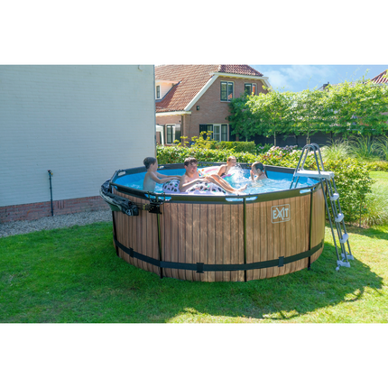 Piscina de piedra EXIT ø360x122cm con bomba de filtración - gris