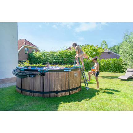 Piscina de piedra EXIT ø360x122cm con bomba de filtración - gris