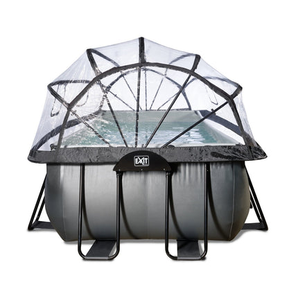 EXIT Black Leather zwembad 400x200x122cm met zandfilterpomp en overkapping en warmtepomp - zwart - Doika BV - Rechthoekige zwembaden - EXIT Toys - 8720088269596 - 30.67.42.20