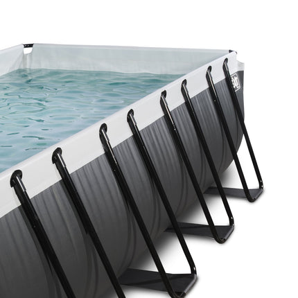 EXIT Black Leather zwembad 400x200x122cm met zandfilterpomp en overkapping en warmtepomp - zwart - Doika BV - Rechthoekige zwembaden - EXIT Toys - 8720088269596 - 30.67.42.20