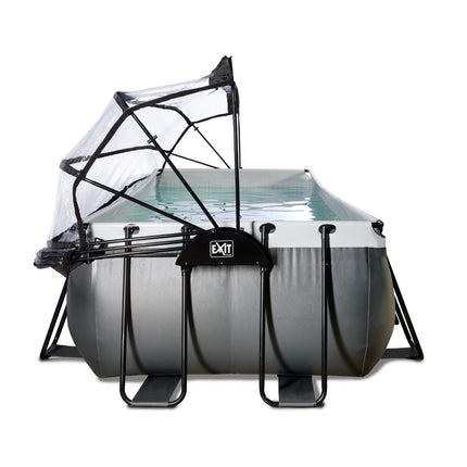 EXIT Black Leather zwembad 400x200x122cm met zandfilterpomp en overkapping en warmtepomp - zwart - Doika BV - Rechthoekige zwembaden - EXIT Toys - 8720088269596 - 30.67.42.20