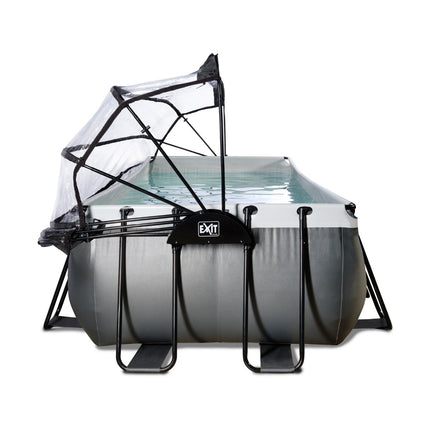 EXIT Black Leather zwembad 400x200x122cm met zandfilterpomp en overkapping - zwart - Doika BV - Rechthoekige zwembaden - EXIT Toys - 8720088268186 - 30.47.42.20