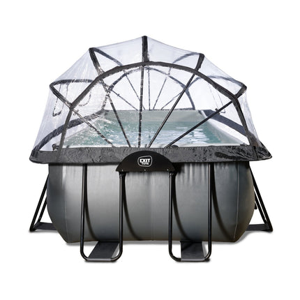 EXIT Black Leather zwembad 540x250x100cm met zandfilterpomp en overkapping en warmtepomp - zwart - Doika BV - Rechthoekige zwembaden - EXIT Toys - 8720289693824 - 30.57.53.20