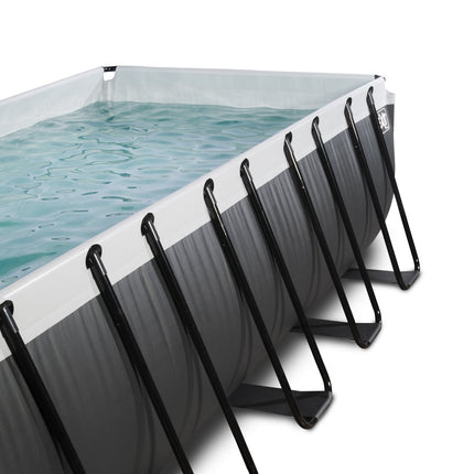EXIT Black Leather zwembad 540x250x122cm met zandfilterpomp en overkapping - zwart - Doika BV - Rechthoekige zwembaden - EXIT Toys - 8720088267974 - 30.47.53.20