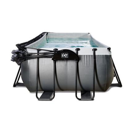 EXIT Black Leather zwembad 540x250x122cm met zandfilterpomp en overkapping - zwart - Doika BV - Rechthoekige zwembaden - EXIT Toys - 8720088267974 - 30.47.53.20