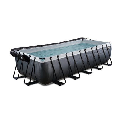 EXIT Black Leather zwembad 540x250x122cm met zandfilterpomp en overkapping - zwart - Doika BV - Rechthoekige zwembaden - EXIT Toys - 8720088267974 - 30.47.53.20
