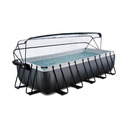 EXIT Black Leather zwembad 540x250x122cm met zandfilterpomp en overkapping - zwart - Doika BV - Rechthoekige zwembaden - EXIT Toys - 8720088267974 - 30.47.53.20