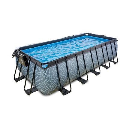 EXIT Stone zwembad 540x250x122cm met zandfilterpomp en overkapping - grijs - Doika BV - Rechthoekige zwembaden - EXIT Toys - 8720088262214 - 30.47.53.00