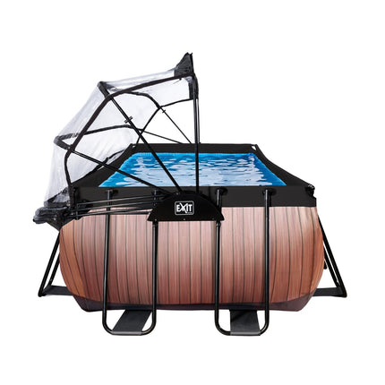 EXIT Wood zwembad 540x250x100cm met zandfilterpomp en overkapping en warmtepomp - bruin - Doika BV - Rechthoekige zwembaden - EXIT Toys - 8720088263242 - 30.57.53.10
