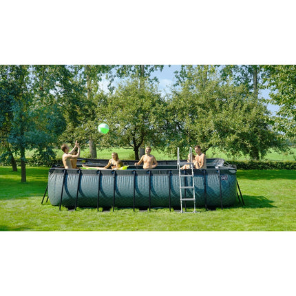 EXIT Wood zwembad 540x250x122cm met filterpomp - bruin - Doika BV - Rechthoekige zwembaden - EXIT Toys - 8720088262160 - 30.22.53.10