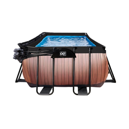 EXIT Wood zwembad 540x250x122cm met zandfilterpomp en overkapping en warmtepomp - bruin - Doika BV - Rechthoekige zwembaden - EXIT Toys - 8720088263303 - 30.67.53.10