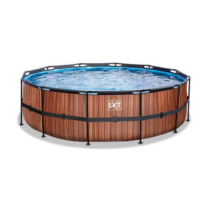 EXIT Wood zwembad ø488x122cm met filterpomp - bruin - Doika BV - Ronde zwembaden - EXIT Toys - 8720088267813 - 30.22.16.10